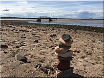 NT6678 : A Little Stack of Stones at Belhaven Beach by Jennifer Petrie