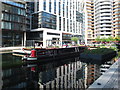 Narrowboat as off-licence bar in Paddington Basin