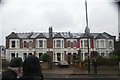 View of a terrace of distinctive Victorian houses on Chiswick Lane