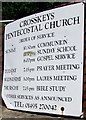 Information board outside Crosskeys Pentecostal Church