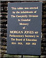 Morgan Jones MP Memorial Tablet, Bargoed