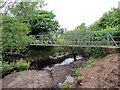 Pontdroed yn rhychwantu afon /  Footbridge spanning a river