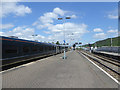 A train from Paddington upon arrival at Swansea