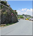 SX2552 : Warning sign - risk of rock falls, Hannafore Road, West Looe by Jaggery