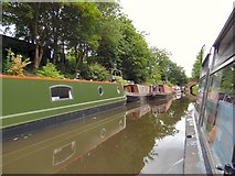 SJ9297 : Moored narrowboats on the Ashton Canal by Gerald England
