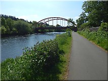 NS3979 : Riverside path near the Bonhill Bridge by Lairich Rig