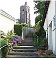 Noss Mayo: steps from Pillory Hill to the church