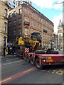 Low loader blocks Princess Street, Manchester