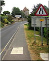 Warning sign - road narrows, Sidmouth Road, Lyme Regis