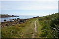 SV9211 : Coastal path towards Gap Point, St Mary's by Ian S