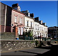 Stow Hill houses behind an elevated pavement, Newport