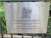 SE3336 : Plaque on a footbridge in Wykebeck Woods by Stephen Craven