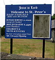 Information board outside St Peter