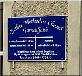 Information board on the wall of Bethel Methodist Church Garndiffaith