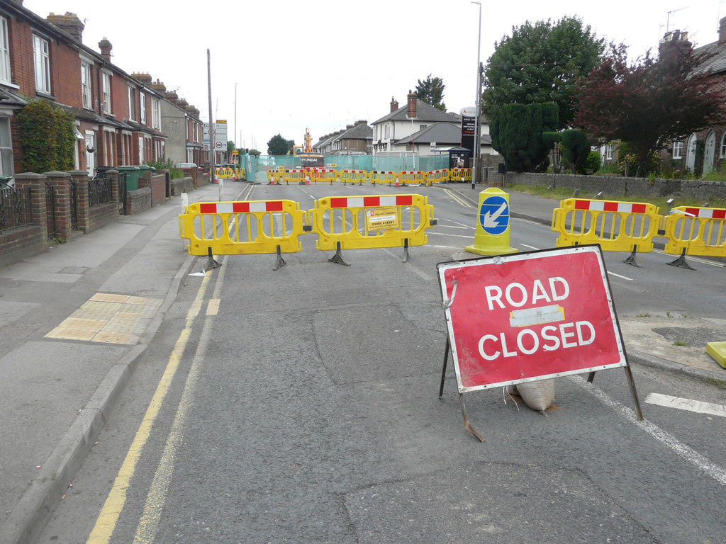 Road closed sign, Tonbridge Road (A26) © John Baker :: Geograph Britain ...