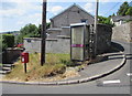 Queen Elizabeth II postbox and BT phonebox on a Garndiffaith corner