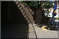 View of an interesting shadow of the railings on the railway bridge on Willow Walk