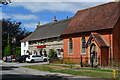 Red-brick chapel and Rose and Crown pub, Tilshead