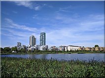 TQ3287 : Woodberry down east reservoir and flats in the background by Rob Purvis