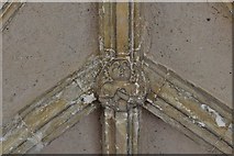 TG1127 : Heydon, St. Peter and St. Paul's Church: Carved bosses in the vaulted south porch 2 by Michael Garlick