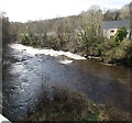 ST0996 : White water on the River Taff, Quakers Yard by Jaggery