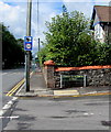 Combined speed limit and speed camera sign on a Trethomas corner