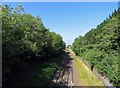 Towards Leicester from Dalby Road  B6047 railway bridge