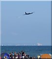 SZ1090 : Gull and B17 bomber over Bournemouth Beach by Paul Coueslant