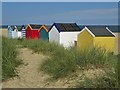 Beach huts at Gunhill Beach, Southwold