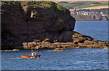 NT9464 : A fishing boat in Eyemouth Bay by Walter Baxter