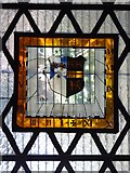SU5570 : Bucklebury church: 17th century stained glass (sundial?) by Stefan Czapski