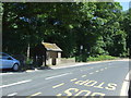 Bus stop and shelter on Glossop Road (A624), Little Hayfield