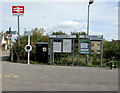ST5484 : Information boards and railway station name sign, Severn Beach by Jaggery