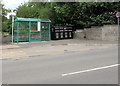 Bus stop & shelter and recycling bins, Deri