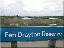 TL3469 : Sign for Fen Drayton Reserve by Peter S