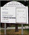 Information board outside St Tyfaelog Parish Church, Pontlottyn