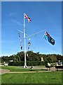TR2438 : Flags and Flagpole, Battle of Britain Memorial, Capel-le-Ferne by G Laird
