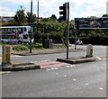 Pedestrian refuge in the middle of a Sheene Road pelican crossing, Bedminster, Bristol