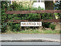 TL8528 : Halstead Road sign by Geographer