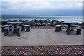 V6490 : Picnic tables by the sea, Rossbeigh Beach, Glenbeigh, Co Kerry by P L Chadwick