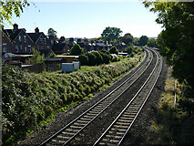 SU1430 : Railway west of Marlborough Road footbridge by Stephen Craven