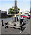 Bench and litter bin on a Brecon corner