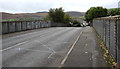 SS9795 : Across Church Road river bridge and railway bridge, Ton Pentre by Jaggery