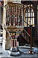 Long Sutton, Holy Trinity Church: Pulpit, made in 1430 with statues placed in the niches 1910  1