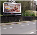 Lucozade advert above Tredegar Street, Risca