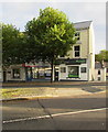 Tree-lined offices at the western end of Bridge Street, Newport