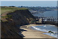 Sea defences at the base of the Corton Cliffs