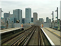 View from rear of eastbound train, East India station