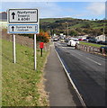 A4061 direction and distances signs alongside the A4093, Pant-yr-awel