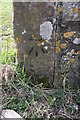 Benchmark on gatepost on SW side of road